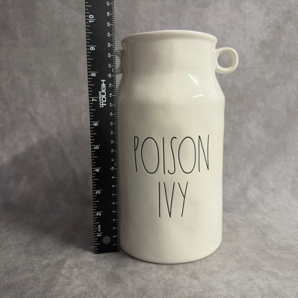 Rae Dunn Poison Ivy Vase Home Decor Cream Ceramic Milk Can Halloween Stoneware